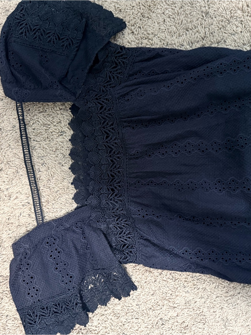 Vici black Lace Eyelet Off-Shoulder Top